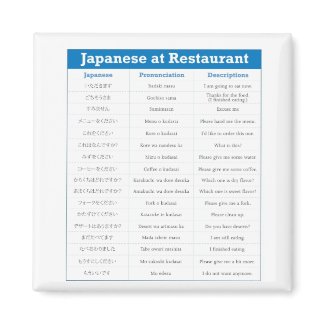 Japanese Restaurant Chart Refrigerator Magnets