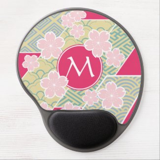 Japanese Sakura Cherry Blossoms Geometric Patterns Gel Mouse Pads
