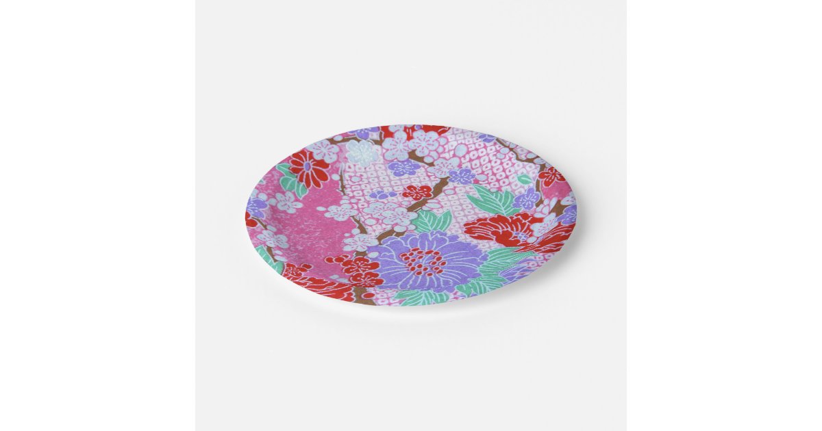 Japanese Sakura Pattern Paper Plates Zazzle
