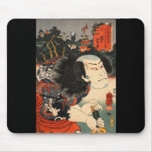Japanese Samurai Painting c. 1800's Mouse Pads
