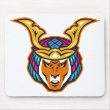 japanese samurai warrior head mousepad
