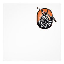 Japanese Samurai Warrior Sword Retro Custom Invitations