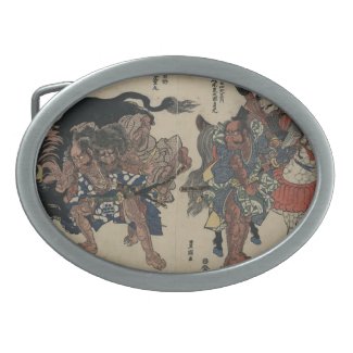 Japanese Samurai Warriors circa 1811 Oval Belt Buckle