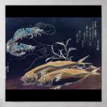 Japanese Sea Life Painting circa 1800's posters