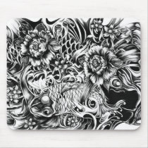 Japanese surf tattoo art from hand illustration. mousepad