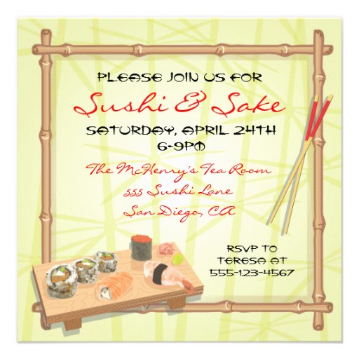 Japanese Sushi party invitations