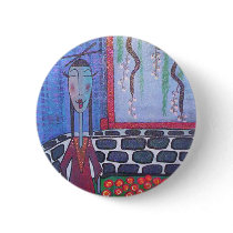 japanese tea lady button by Kianmaartgallery japanese tea lady button