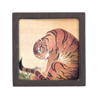 Japanese Tiger Woodblock Vintage Art Ukiyo-E Premium Jewelry Box
