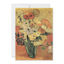 Japanese vase, roses and anemones-Vincent van Gogh Invitations