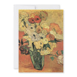 Japanese vase, roses and anemones-Vincent van Gogh Invitations