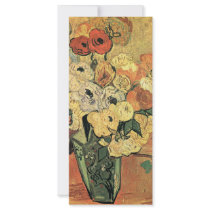 Japanese vase, roses and anemones-Vincent van Gogh Rack Card Template