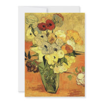 Japanese Vase with Roses and Anemones by van Gogh Custom Invitations