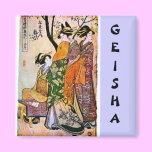 Japanese Vintage Art Magnet with customizable Text magnets