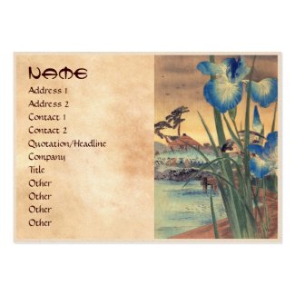 Japanese vintage ukiyo-e blue iris and bird scene business cards