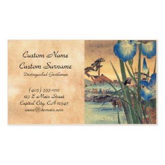 Japanese vintage ukiyo-e blue iris and bird scene business cards