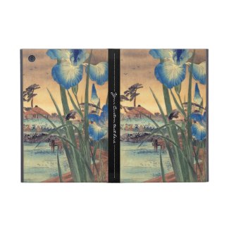 Japanese vintage ukiyo-e blue iris and bird scene iPad mini case
