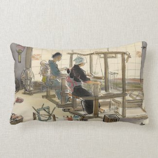 Japanese Vocations In Pictures, Women Weavers Throw Pillows