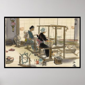 Japanese Vocations In Pictures, Women Weavers Poster