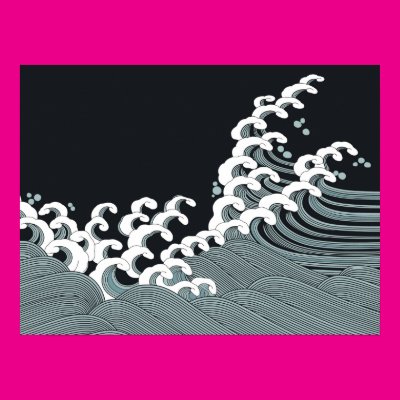 Japanese Waves in Black and Gray Posters Zazzle_print