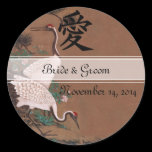 Japanese Wedding Stickers White Cranes