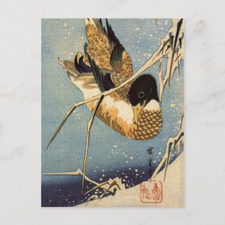 Japanese Winter Duck Vintage Postcard postcard