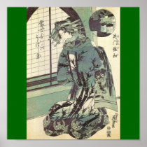 Japanese Woman in beautiful Kimono circa 1820 Poster