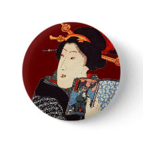 Japanese Woman Reading 2 buttons