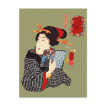 Japanese Woman Reading 2 postcards by twelfthhouse Japanese Woman Reading 2 postcards