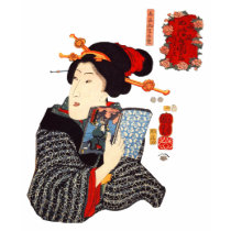 Japanese Woman Reading 2 t-shirts by twelfthhouse Japanese Woman Reading 2 t-shirts