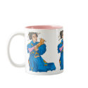 Japanese Woman With Cat Mugs