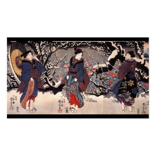 Japanese Women in the Snow  c. 1800s Business Card (front side)
