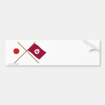 Japón y banderas cruzadas Aichi Pegatina De Parachoque