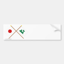 Japón y banderas cruzadas Aomori Pegatina De Parachoque