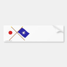 Japón y banderas cruzadas Chiba Etiqueta De Parachoque