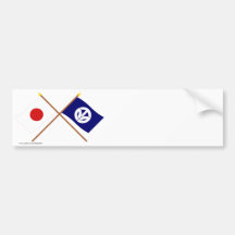 Japón y banderas cruzadas Fukui Pegatina De Parachoque