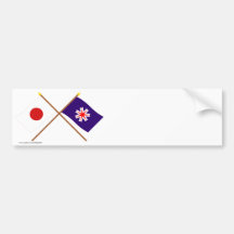 Japón y banderas cruzadas Hokkaido Etiqueta De Parachoque