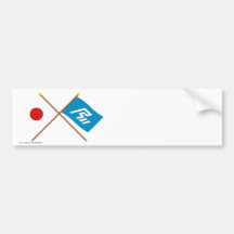 Japón y banderas cruzadas Ishikawa Etiqueta De Parachoque