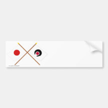 Japón y banderas cruzadas Kagoshima Etiqueta De Parachoque