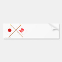 Japón y banderas cruzadas Kanagawa Pegatina De Parachoque