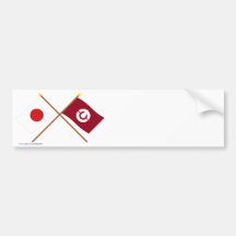 Japón y banderas cruzadas Kochi Pegatina De Parachoque