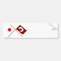 Japón y banderas cruzadas Kumamoto Pegatina De Parachoque