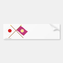 Japón y banderas cruzadas Kyoto Pegatina De Parachoque