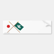 Japón y banderas cruzadas Miyagi Pegatina De Parachoque