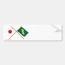 Japón y banderas cruzadas Miyazaki Etiqueta De Parachoque