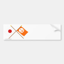 Japón y banderas cruzadas Nagano Pegatina De Parachoque