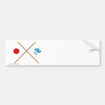Japón y banderas cruzadas Nagasaki Etiqueta De Parachoque