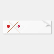 Japón y banderas cruzadas Oita Pegatina De Parachoque