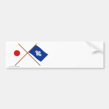 Japón y banderas cruzadas Osaka Pegatina De Parachoque