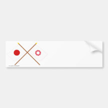 Japón y banderas cruzadas Saitama Etiqueta De Parachoque