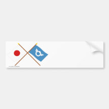 Japón y banderas cruzadas Shiga Etiqueta De Parachoque